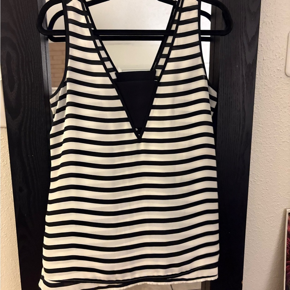 Express Black and White Striped Blouse